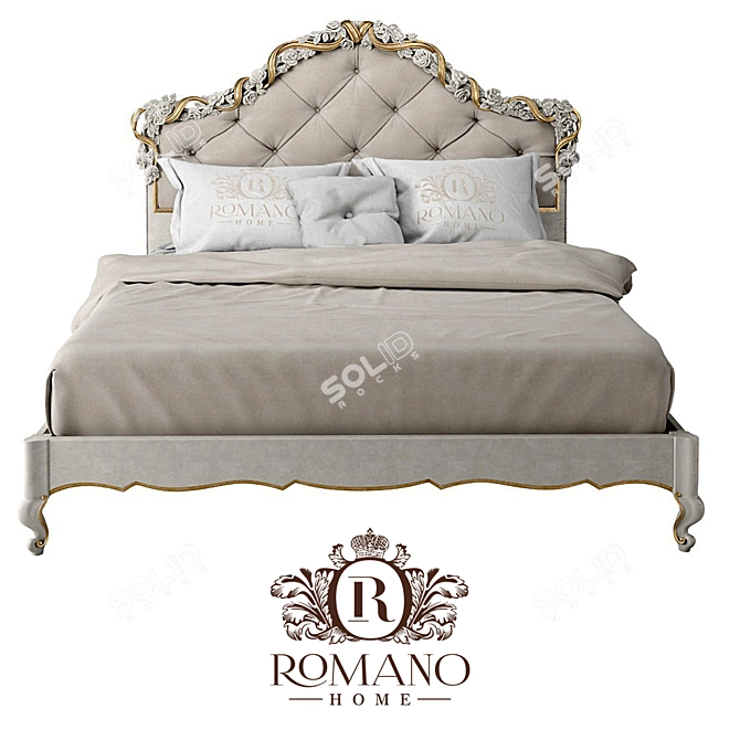 Handcrafted Nicole Bed: Romano Home 3D model image 1