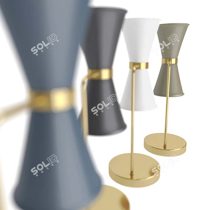 Mid-Century Smoke Blue Table Lamp 3D model image 2