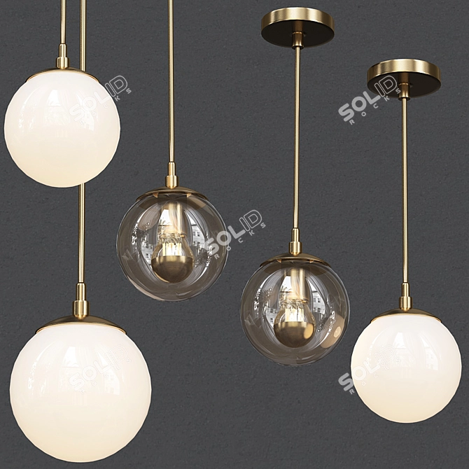 Sleek Brass Glass Pendant 3D model image 1