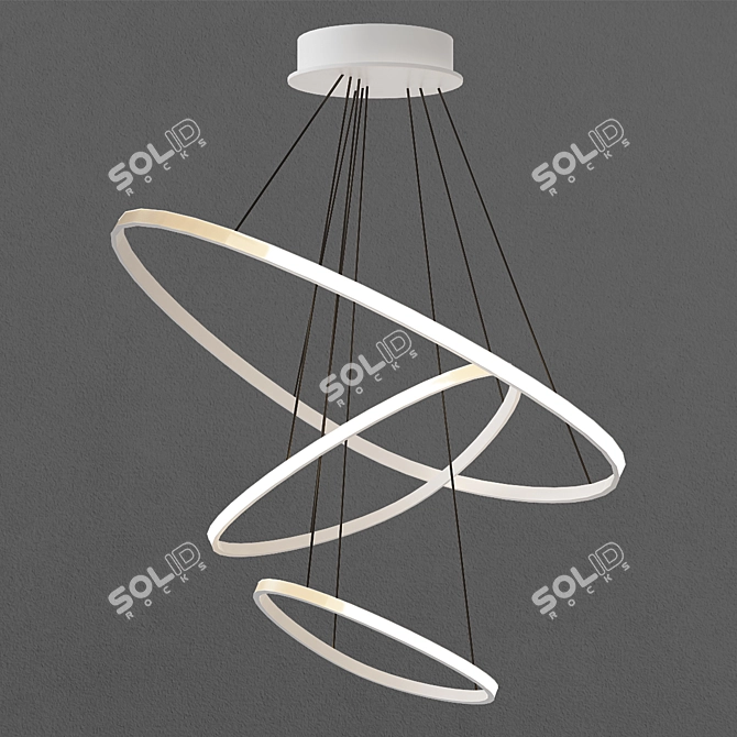 Sleek LED Ring Chandelier 3D model image 1