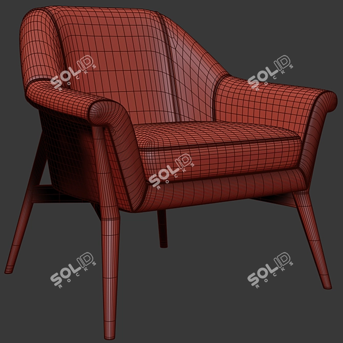 Luxurious Milla Velvet Armchair: Elegant Comfort at Its Finest 3D model image 3