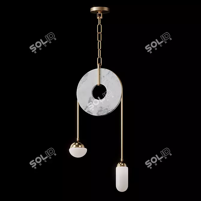 Brass Marble Handblown Pendant 3D model image 1