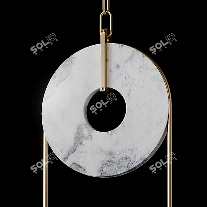 Brass Marble Handblown Pendant 3D model image 2