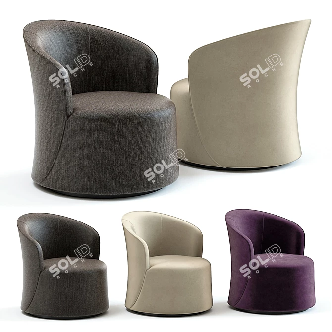 Elegant Oliver Armchair: 3D Model with 3 Colours 3D model image 1