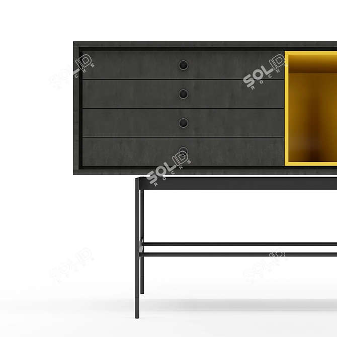 Yellow Modern Sideboard 140cm 3D model image 2