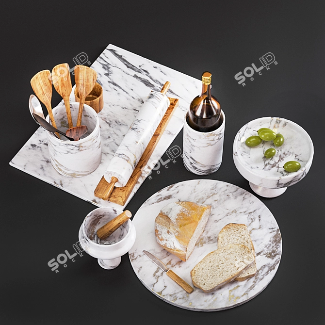 Elegant Kitchen Decor Set 3D model image 2