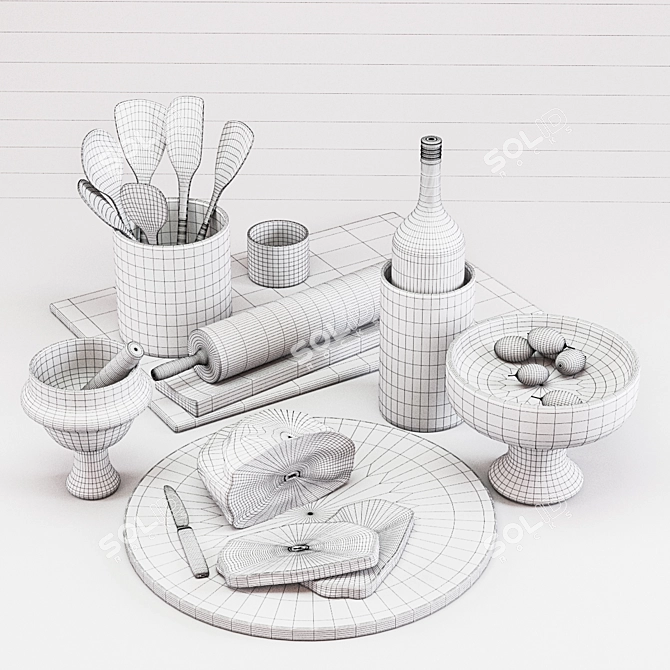 Elegant Kitchen Decor Set 3D model image 3