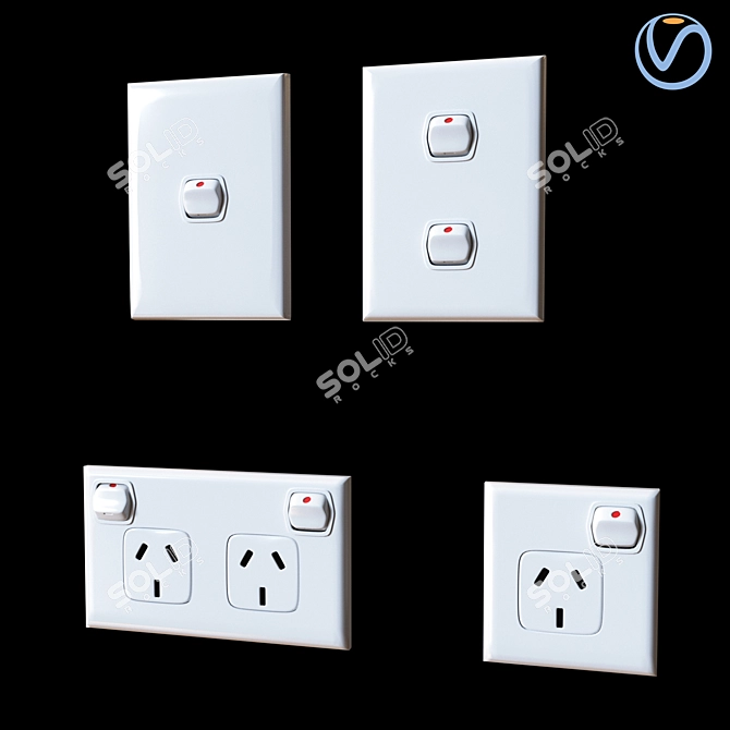  Authentic Australian Classic Plugs and Switches 3D model image 1
