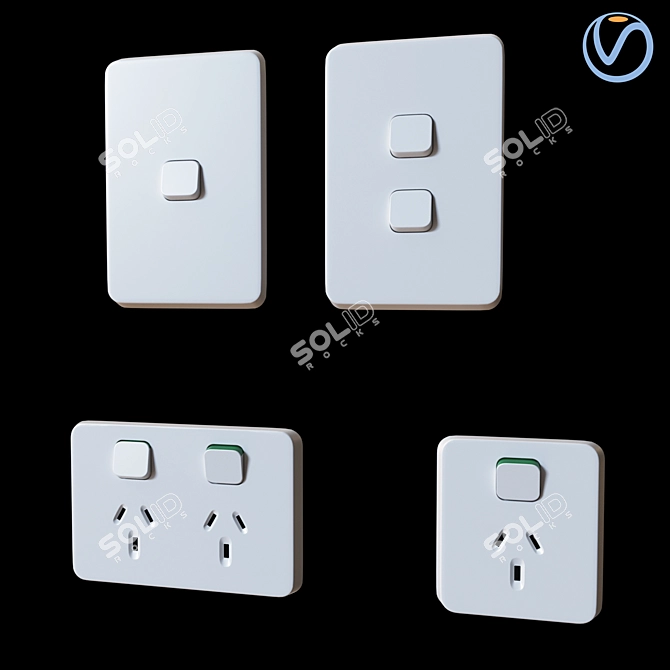 Modern Clipsal Iconic Series: Australian Plugs & Switches 3D model image 1