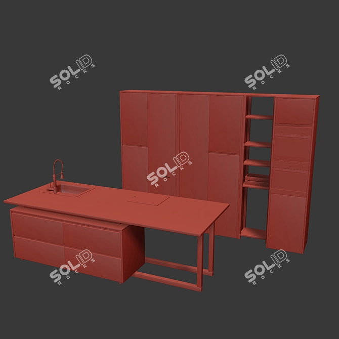 Modern Kitchen 3D Model 3D model image 3