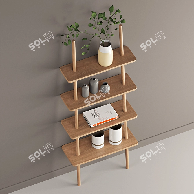 Rustic Oak Display Shelf 3D model image 5