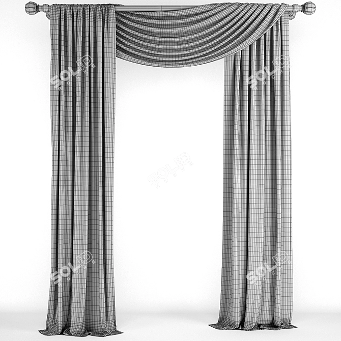 Exquisite Luxury Curtains: Detailed 3D Models 3D model image 3