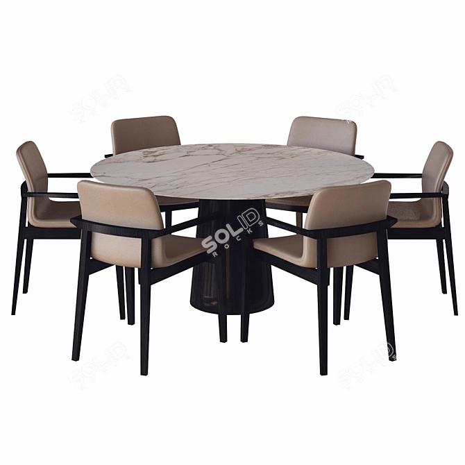 Elegant Garda Chair & Marble Table 3D model image 1