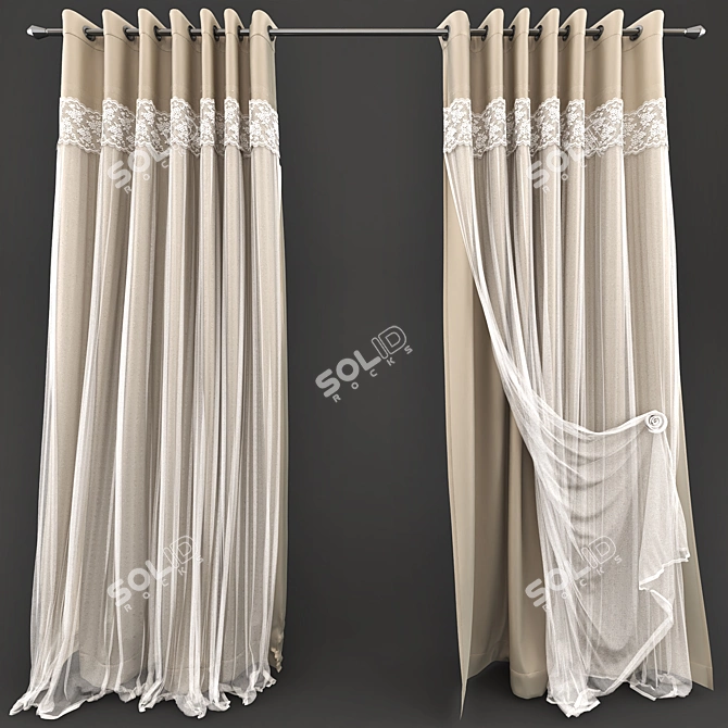 Title: Elegant Lace Curtains 3D model image 2