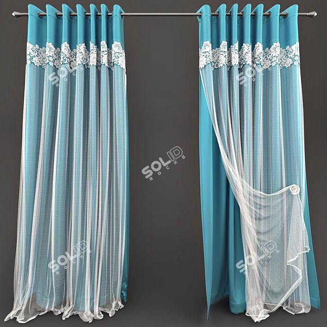 Title: Elegant Lace Curtains 3D model image 3