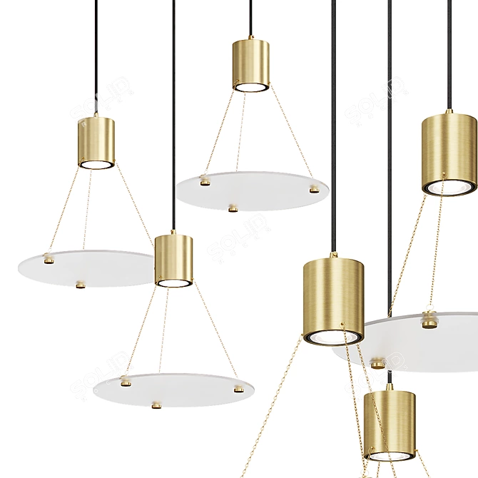 Modern Pendant Lamp with Disc Glass Shades 3D model image 1