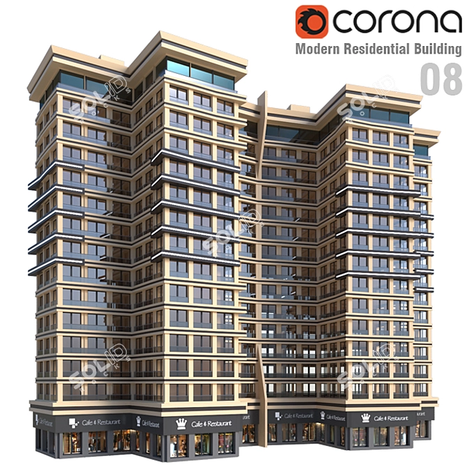 Modern Residential Building with Customizable Modules 3D model image 1