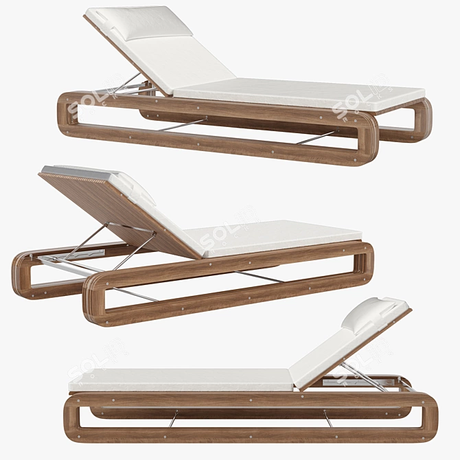 Elegant Line Chaise: Wood, Fabric, and Steel 3D model image 1