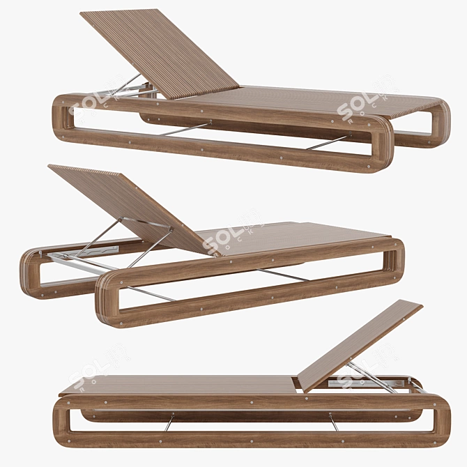 Elegant Line Chaise: Wood, Fabric, and Steel 3D model image 2