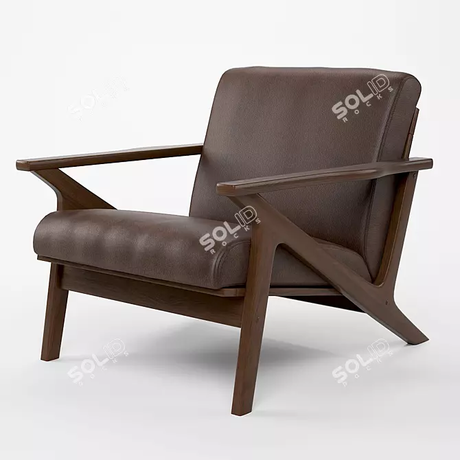 Elegant Mid-Century Lounge Chair 3D model image 1