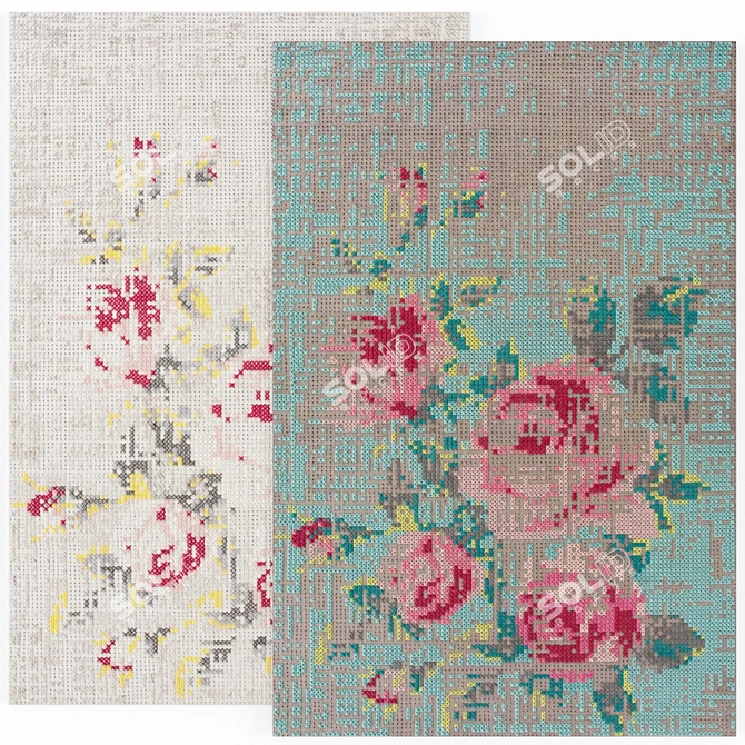 Floral Tapestry Set 3D model image 2