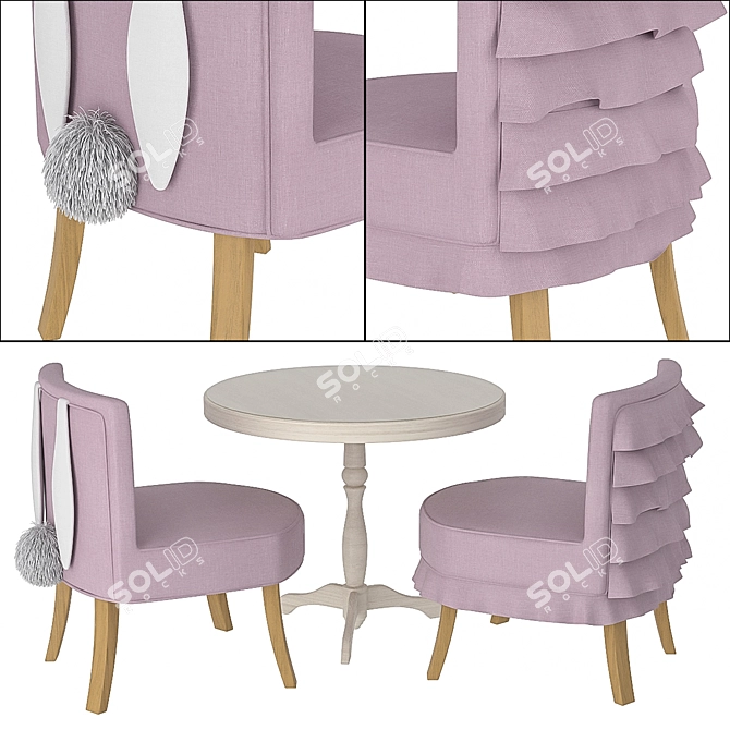 Amari Kids Table and Chairs Set 3D model image 1