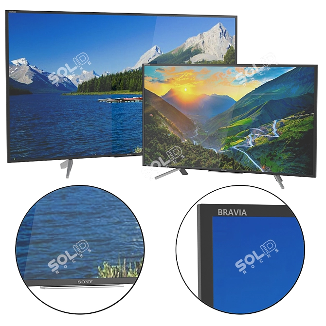Sony LED TVs: 75-inch KD75XF8596 and 50-inch KDL50WF665BR 3D model image 1