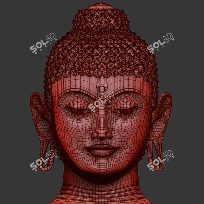 Serene Buddha Bust 3D model image 3