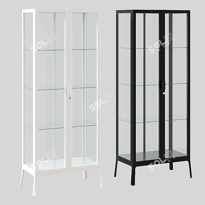 Modern Anthracite and White Display Cabinet 3D model image 1