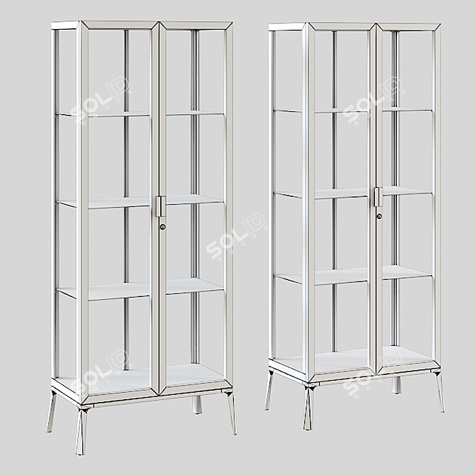 Modern Anthracite and White Display Cabinet 3D model image 2