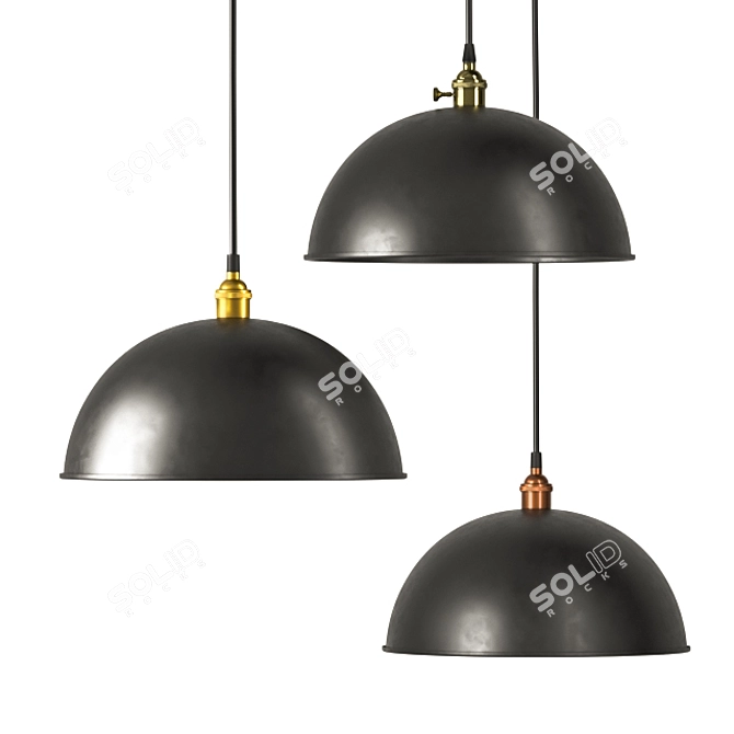 Sleek Steel Edison Lampshade 3D model image 1