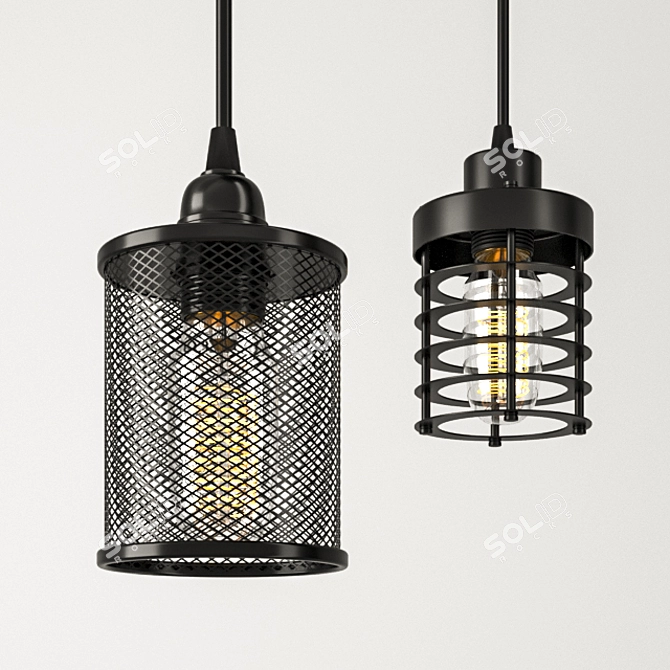 Steel Mesh Edison Lampshade 3D model image 1