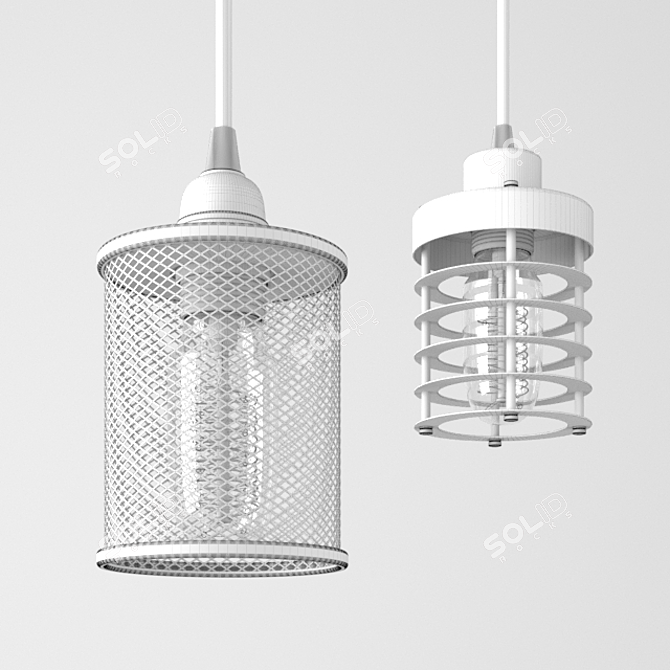 Steel Mesh Edison Lampshade 3D model image 2