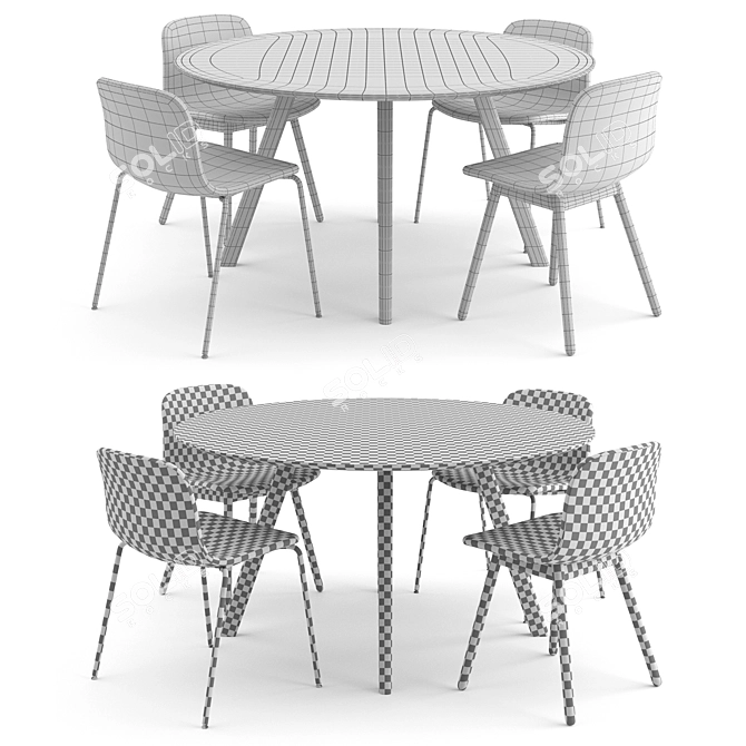 Modern Hay Dining Set 3D model image 2