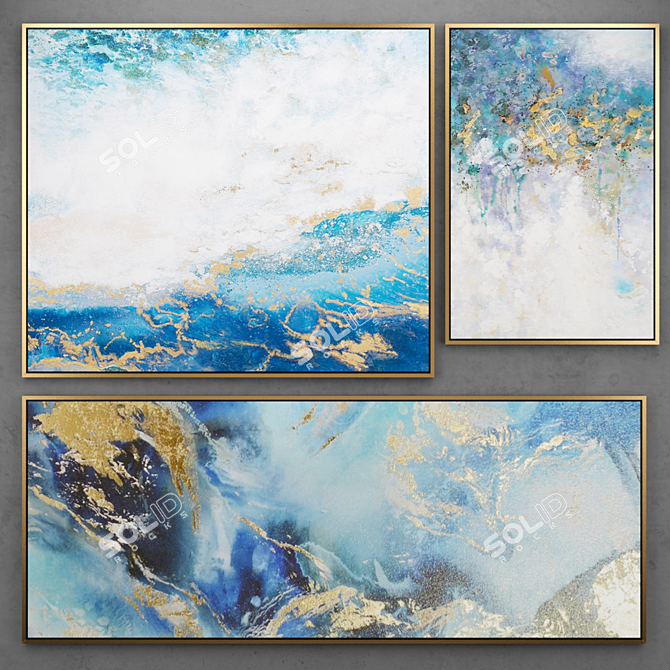 Fluid Art Abstract Paintings | Set of 25 3D model image 1