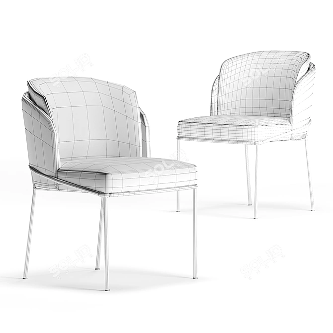 Elegant Fil Noir Dining Chair 3D model image 3