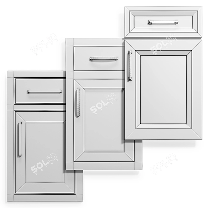 Elegant Cabinet Doors Set 10 3D model image 2