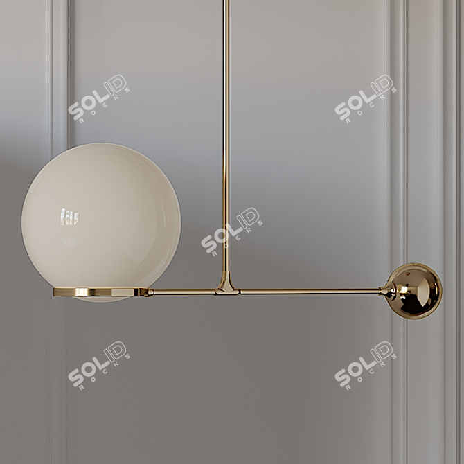 Gold & Matte Black 8" Contrapesso Globe Pendant with LED 3D model image 2