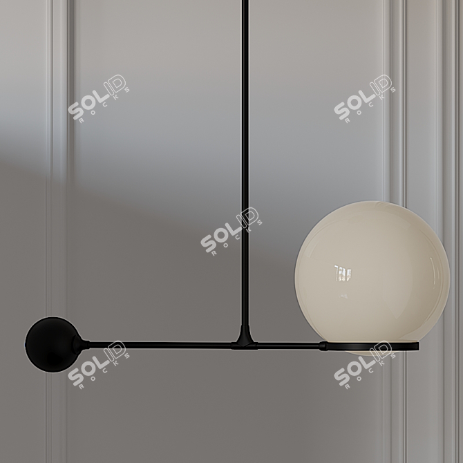 Gold & Matte Black 8" Contrapesso Globe Pendant with LED 3D model image 3