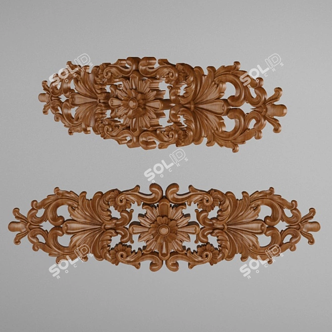 Elegant Baroque Wall Decor 3D model image 1