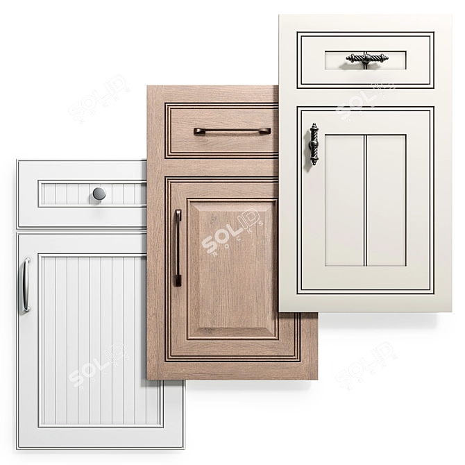 Elegant Cabinet Doors Set 3D model image 1