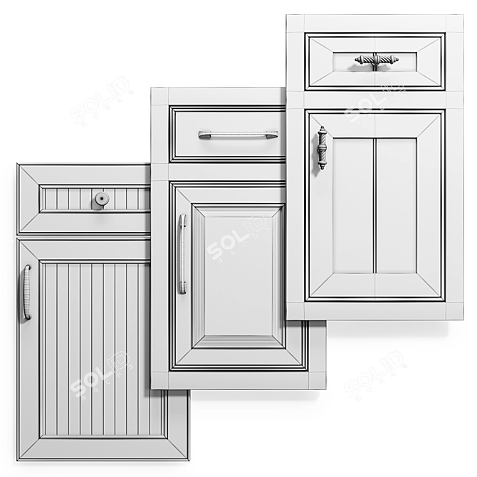 Elegant Cabinet Doors Set 3D model image 2