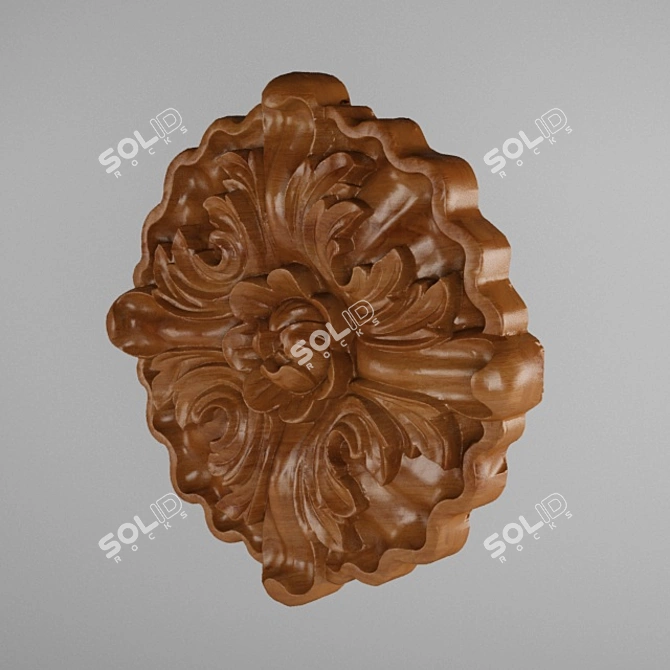 Elegant Gold Carved Baroque Decor 3D model image 3