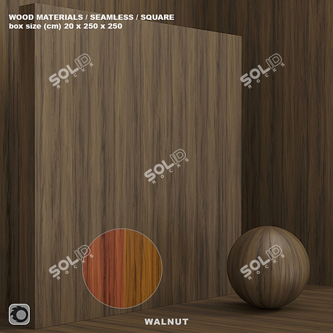 Walnut Wood Box Set - Seamless 3D model image 1