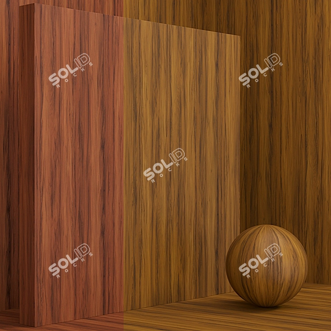 Walnut Wood Box Set - Seamless 3D model image 2