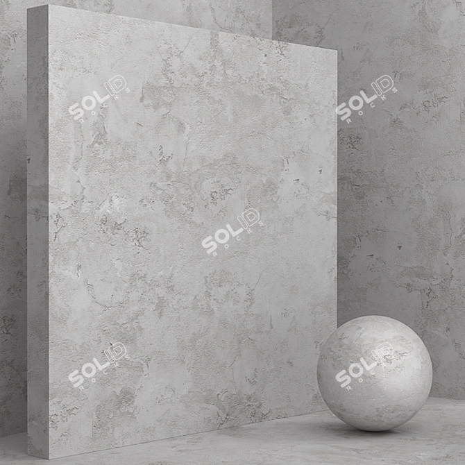 Aged Plaster Seamless Material Set 3D model image 3