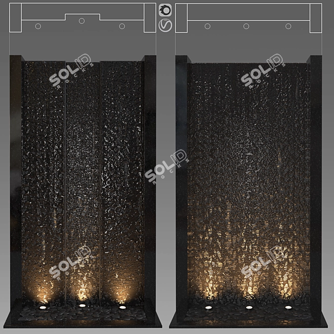 Elegant LED Wall Water Feature 3D model image 1