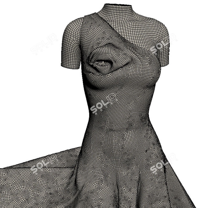 Vortex Summer Dress: Japanese Designer Shingo Sato Exclusively Creates 80939 Polygon Masterpiece 3D model image 3