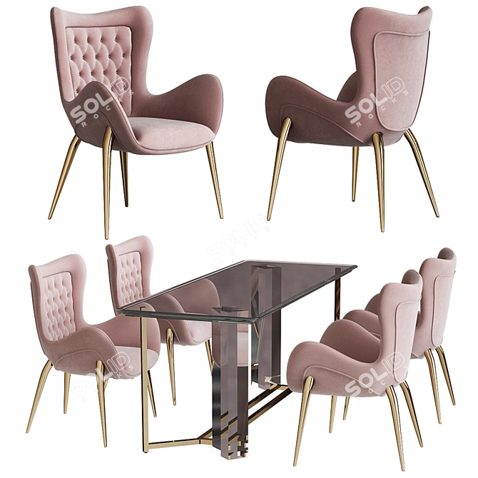 Elegant Rugiano Chair & Table 3D model image 1