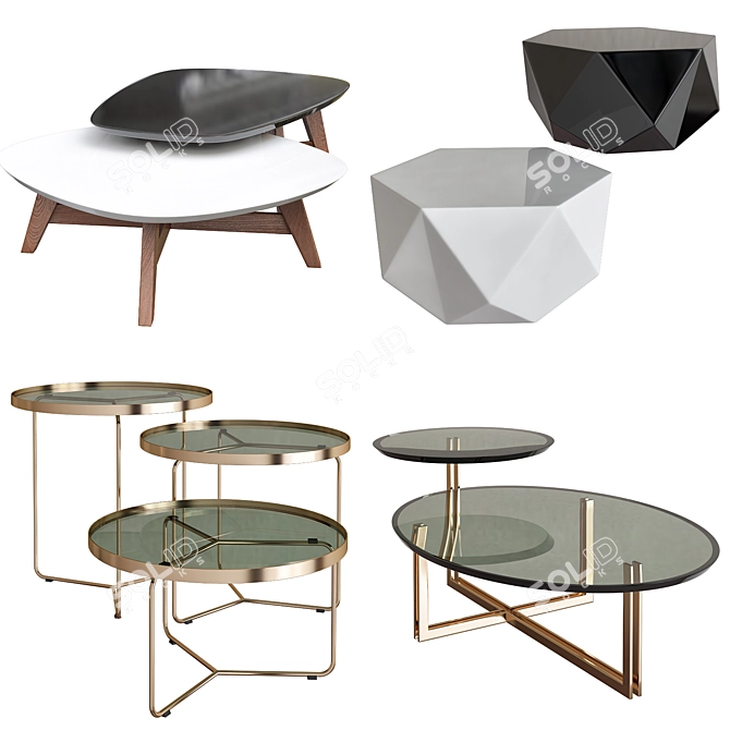 Elegant Coffee Table Collections 3D model image 1